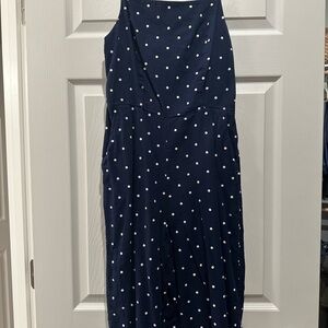 Polka Dot Sleeveless Romper - Adjustable Straps and Pockets